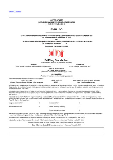 Thumbnail BellRing Brands 10-Q Quarterly Report FY2021 