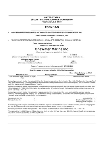 Thumbnail OneWater Marine 10-Q Quarterly Report FY2025 