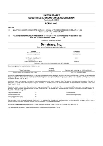 Thumbnail Dynatrace 10-Q Quarterly Report FY2020 