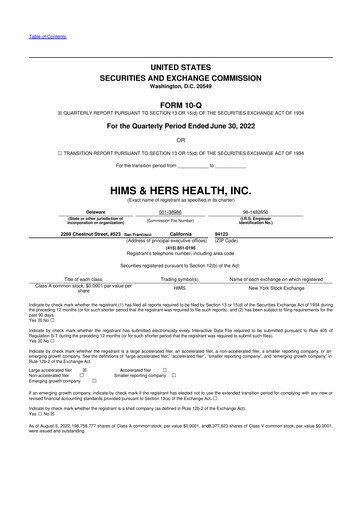 Thumbnail Hims & Hers Health 10-Q Quarterly Report FY2022 