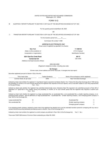 Thumbnail Arrow Electronics
 10-Q Quarterly Report FY2020 