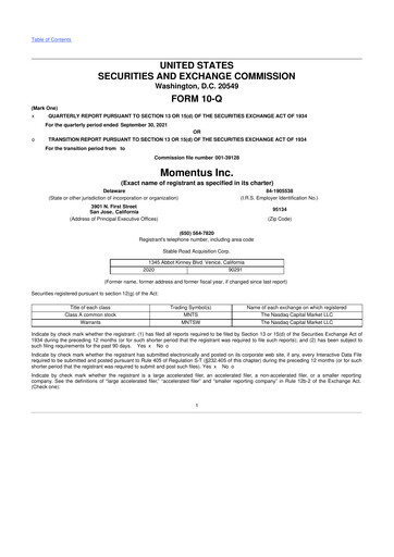 Thumbnail Momentus Inc. 10-Q Quarterly Report FY2021 