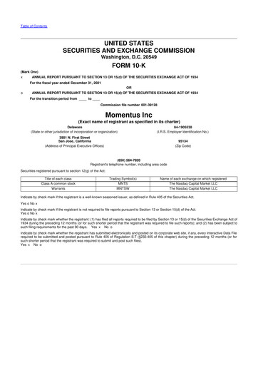 Thumbnail Momentus Inc. 10-K Annual Report 2021