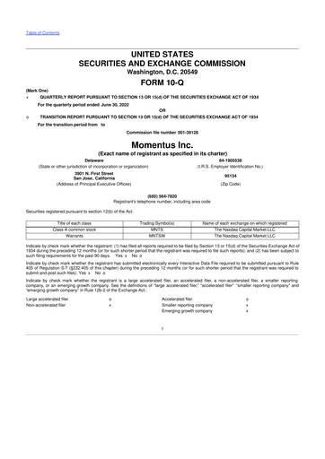 Thumbnail Momentus Inc. 10-Q Quarterly Report FY2022 