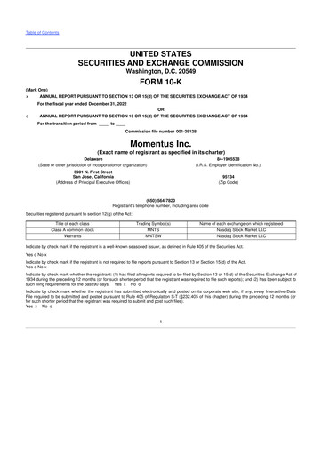 Thumbnail Momentus Inc. 10-K Annual Report 2022