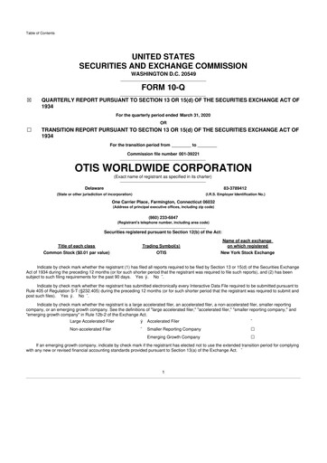 Vorschaubild Otis Worldwide 10-Q Quartalsbericht 2020 