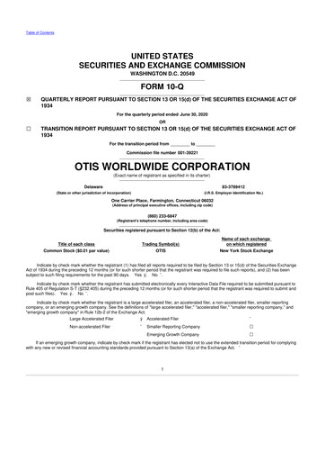 Vorschaubild Otis Worldwide 10-Q Quartalsbericht 2020 