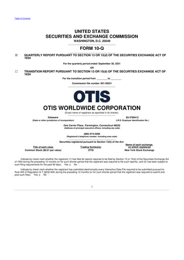 Vorschaubild Otis Worldwide 10-Q Quartalsbericht 2021 