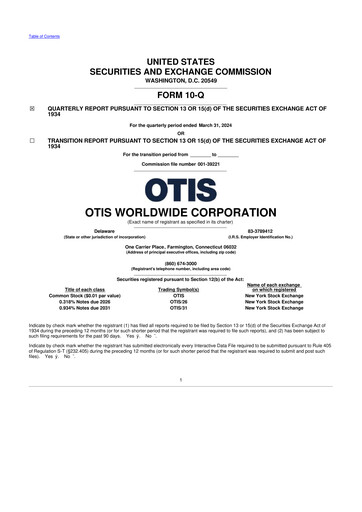 Vorschaubild Otis Worldwide 10-Q Quartalsbericht 2024 