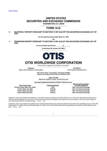 Vorschaubild Otis Worldwide 10-Q Quartalsbericht 2025 