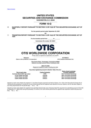 Vorschaubild Otis Worldwide 10-Q Quartalsbericht 2025 