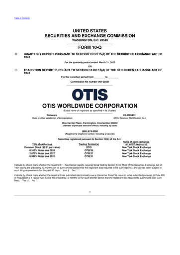Thumbnail Otis Worldwide 10-Q Quarterly Report FY 