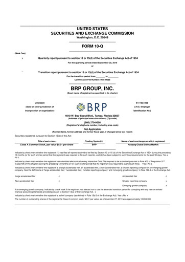 Thumbnail Baldwin Insurance Group 10-Q Quarterly Report FY2019 