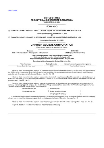 Thumbnail Carrier Global 10-Q Quarterly Report FY2020 