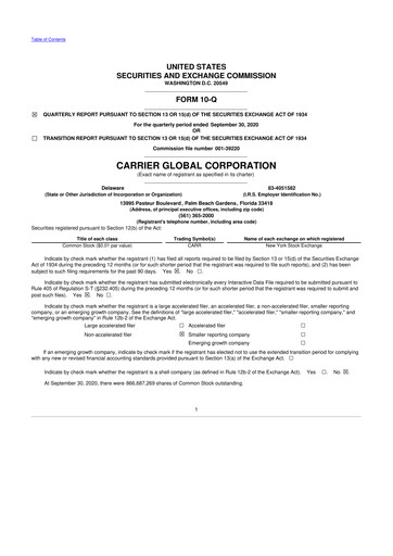 Thumbnail Carrier Global 10-Q Quarterly Report FY2020 