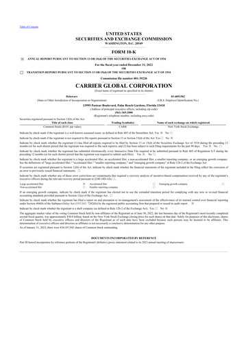 Thumbnail Carrier Global 10-K Annual Report 2022