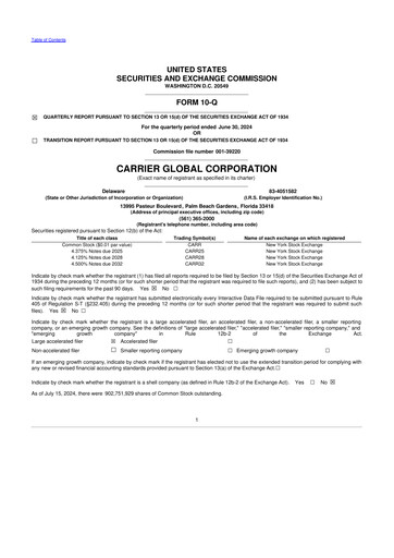 Thumbnail Carrier Global 10-Q Quarterly Report FY2024 