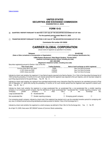 Thumbnail Carrier Global 10-Q Quarterly Report FY2025 