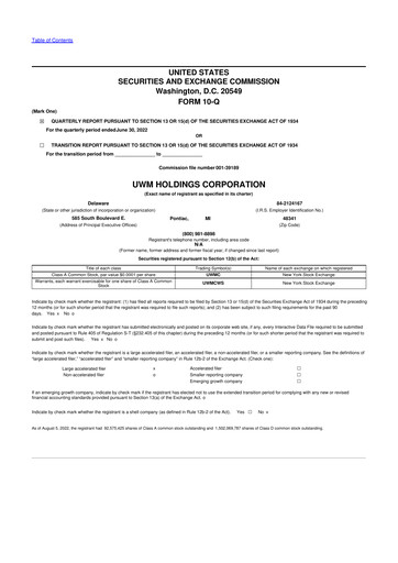 Thumbnail UWM Holdings
 10-Q Quarterly Report FY2022 