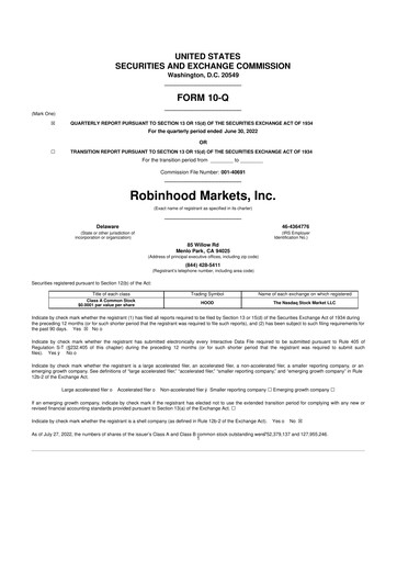 Thumbnail Robinhood 10-Q Quarterly Report FY2022 