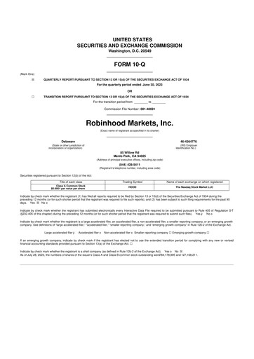 Thumbnail Robinhood 10-Q Quarterly Report FY2023 
