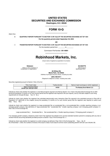 Thumbnail Robinhood 10-Q Quarterly Report FY2023 