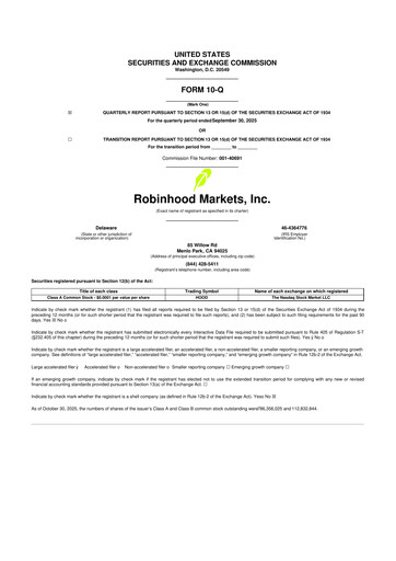 Thumbnail Robinhood 10-Q Quarterly Report FY2025 