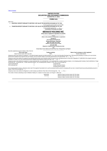 Thumbnail MediaCo Holding 10-Q Quarterly Report FY2025 