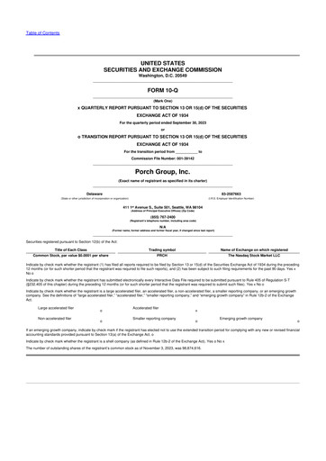 Thumbnail Porch Group 10-Q Quarterly Report FY2023 