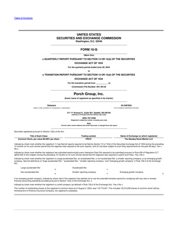Thumbnail Porch Group 10-Q Quarterly Report FY2024 
