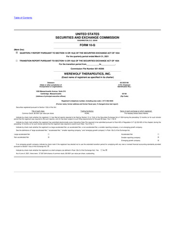 Vorschaubild Werewolf Therapeutics 10-Q Quartalsbericht  