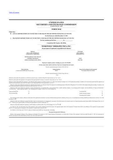 Thumbnail Werewolf Therapeutics 10-K Annual Report 2021