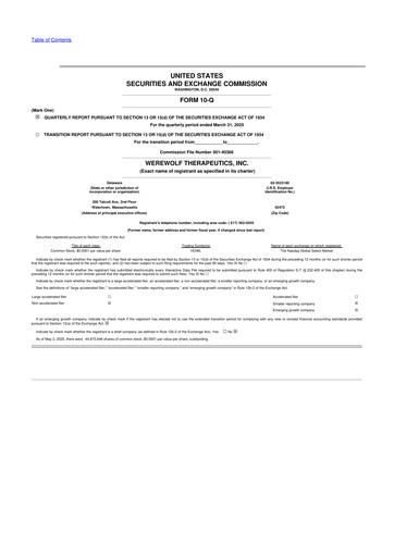 Vorschaubild Werewolf Therapeutics 10-Q Quartalsbericht  