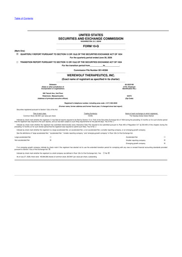 Vorschaubild Werewolf Therapeutics 10-Q Quartalsbericht 2026 