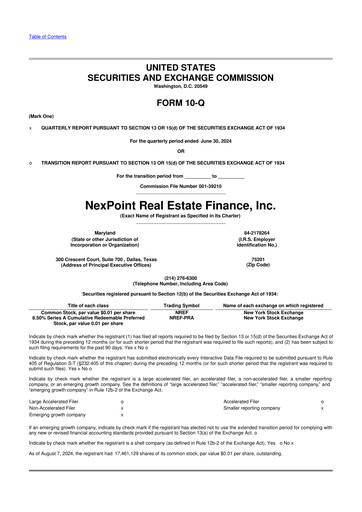Thumbnail NexPoint Real Estate Finance 10-Q Quarterly Report FY2024 
