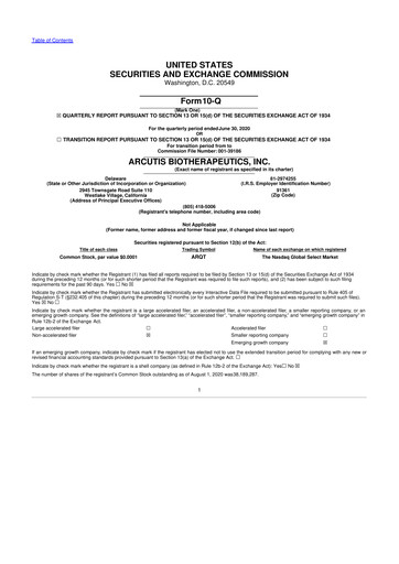Thumbnail Arcutis Biotherapeutics 10-Q Quarterly Report FY 