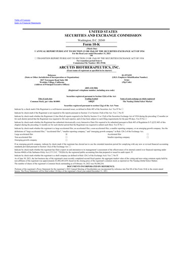 Thumbnail Arcutis Biotherapeutics 10-K Annual Report 2021