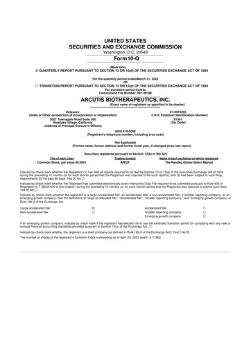 Thumbnail Arcutis Biotherapeutics 10-Q Quarterly Report FY 