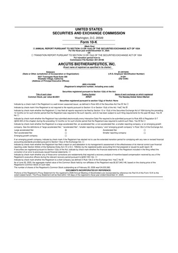 Thumbnail Arcutis Biotherapeutics 10-K Annual Report 