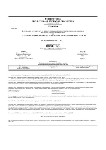 Vorschaubild Root Insurance
 10-K Jahresbericht 2020