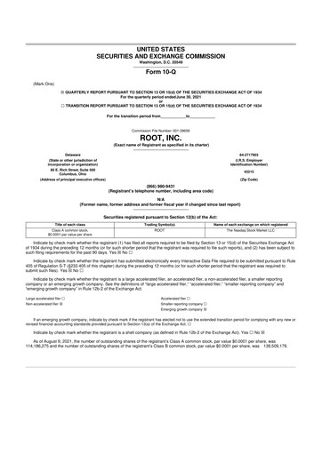 Thumbnail Root Insurance
 10-Q Quarterly Report FY2021 