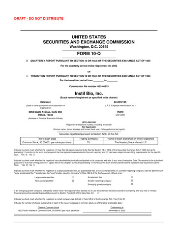 Vorschaubild Instil Bio 10-Q Quartalsbericht 2023 