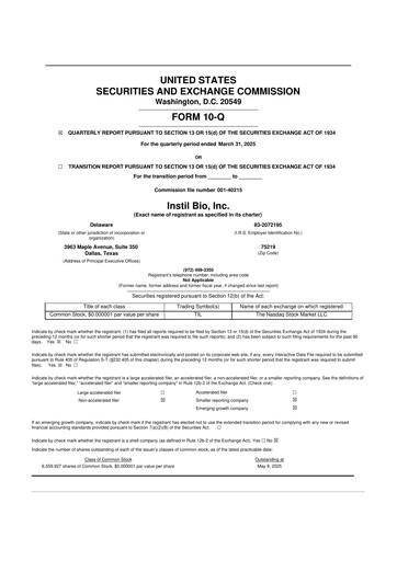 Vorschaubild Instil Bio 10-Q Quartalsbericht 2025 