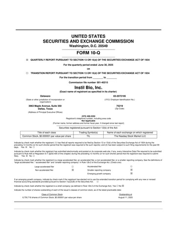 Vorschaubild Instil Bio 10-Q Quartalsbericht 2025 