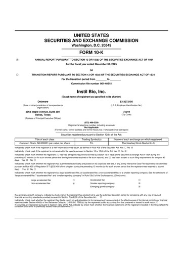 Vorschaubild Instil Bio 10-K Jahresbericht 2025