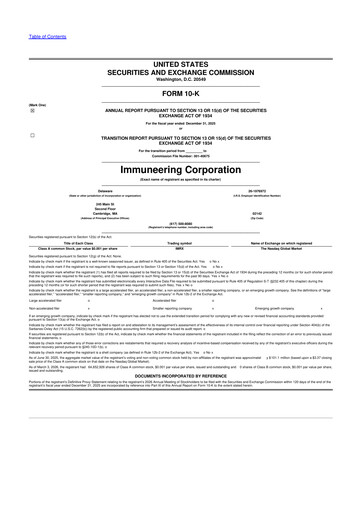 Thumbnail Immuneering 10-K Annual Report 