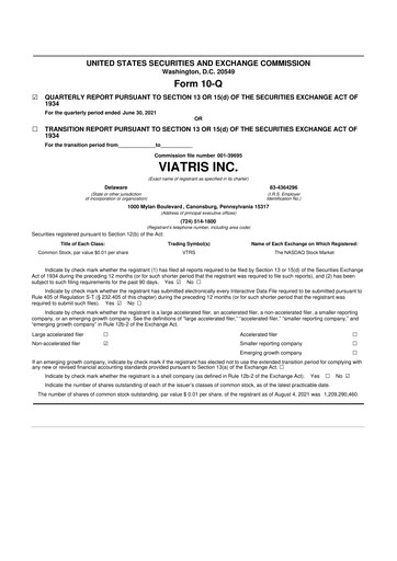 Thumbnail Viatris 10-Q Quarterly Report FY2021 