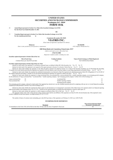 Vorschaubild Viatris 10-K Jahresbericht 2021