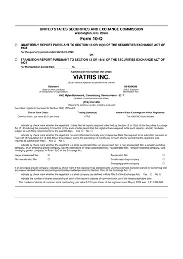 Thumbnail Viatris 10-Q Quarterly Report FY2022 