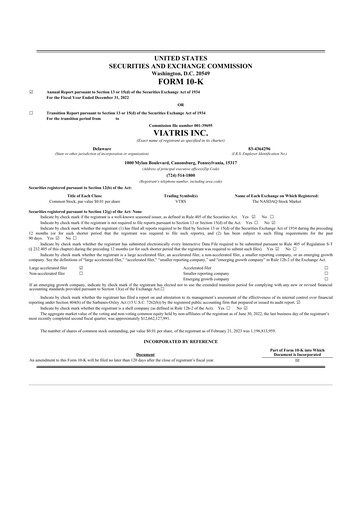 Vorschaubild Viatris 10-K Jahresbericht 2022